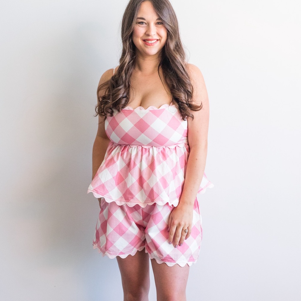 Pink Gingham Women's Matching Tank & Shorts Set (has pockets!) — NWT!!